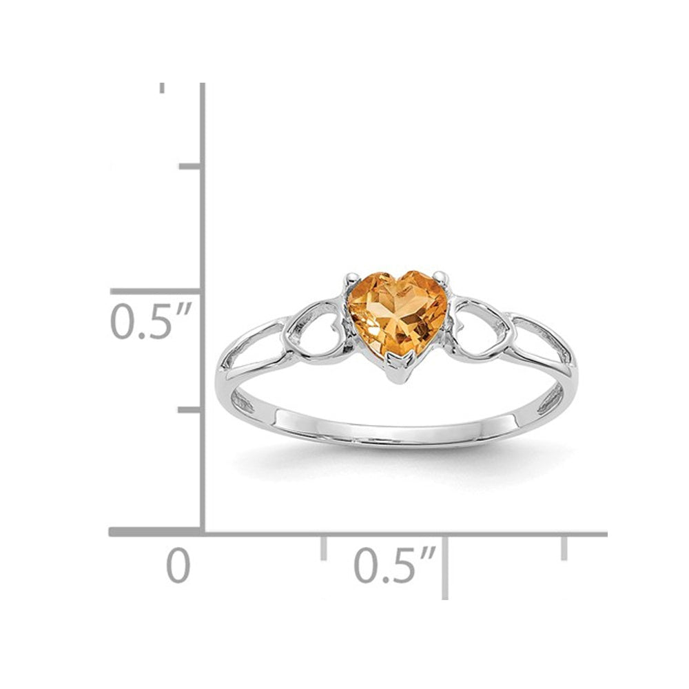 Citrine Promise Heart Ring 2/5 Carat (ctw) in 10K White Gold Image 2