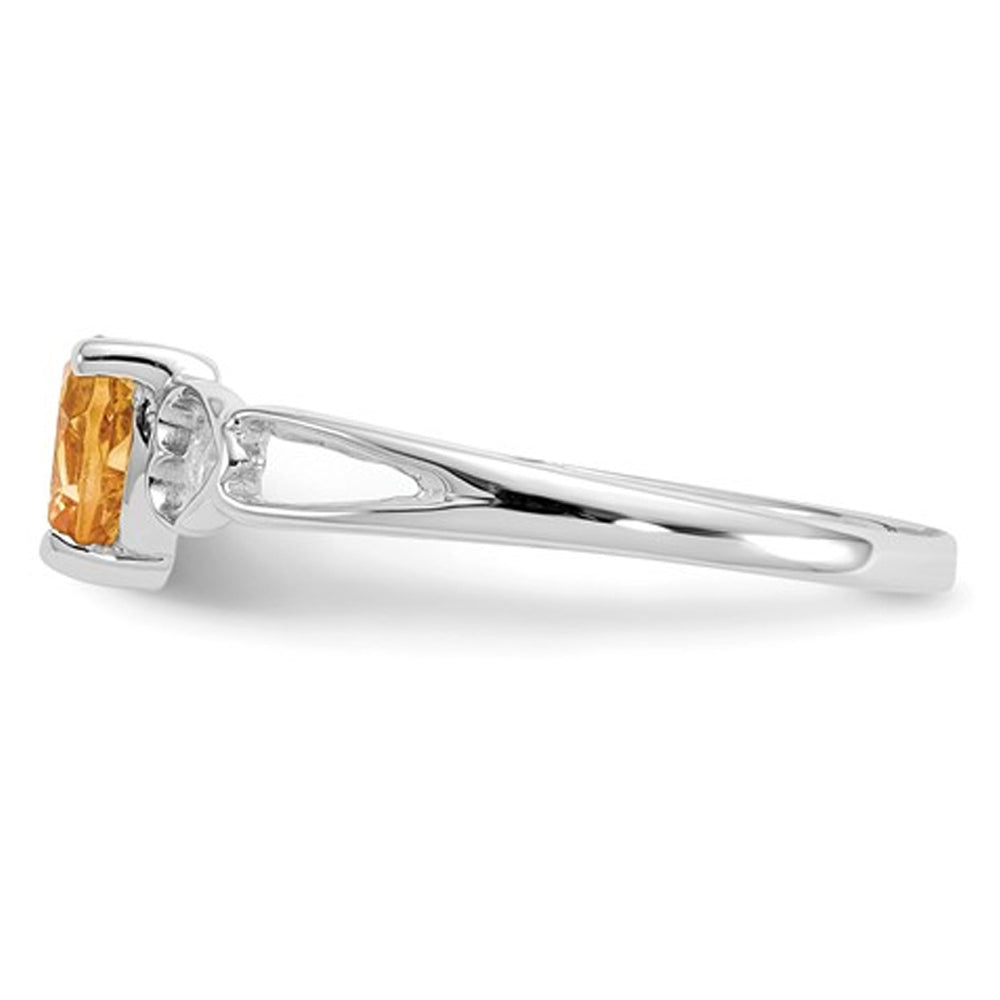 Citrine Promise Heart Ring 2/5 Carat (ctw) in 10K White Gold Image 4