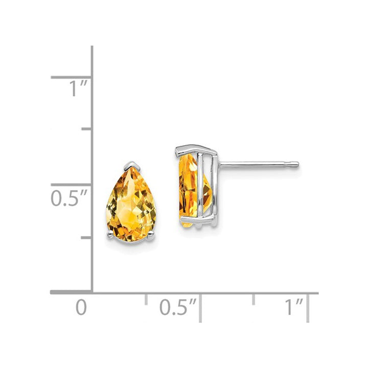 Natural Citrine 2.20 Carat (ctw) Tear Drop Solitaire Earrings in 14K White Gold Image 2