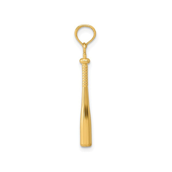 14K Yellow Gold Baseball Bat Pendant Necklace in with Chain Image 3