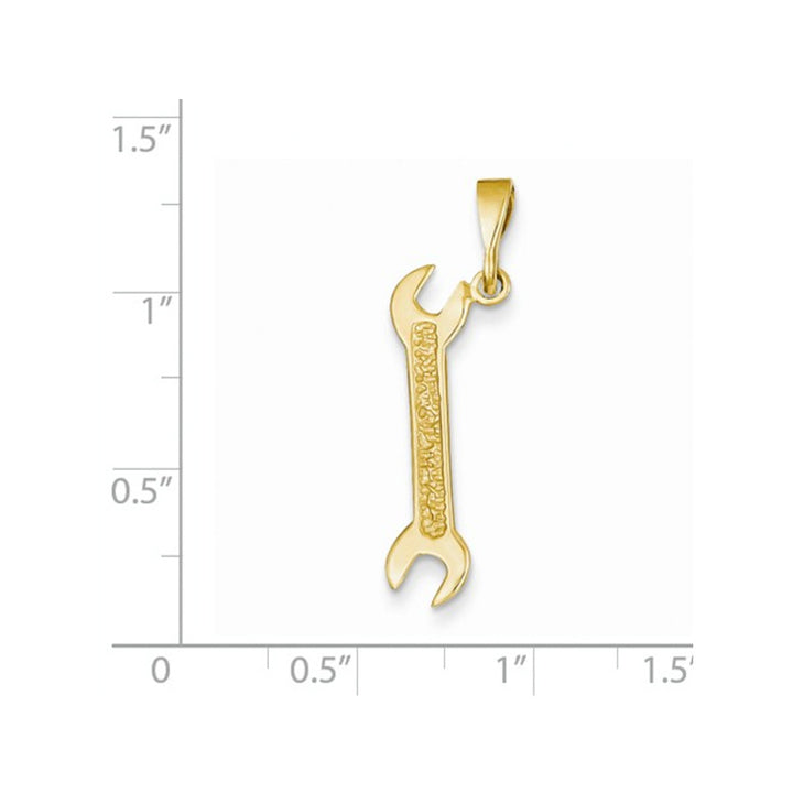 14K Yellow Gold Wrench Charm Pendant Necklace with Chain Image 2