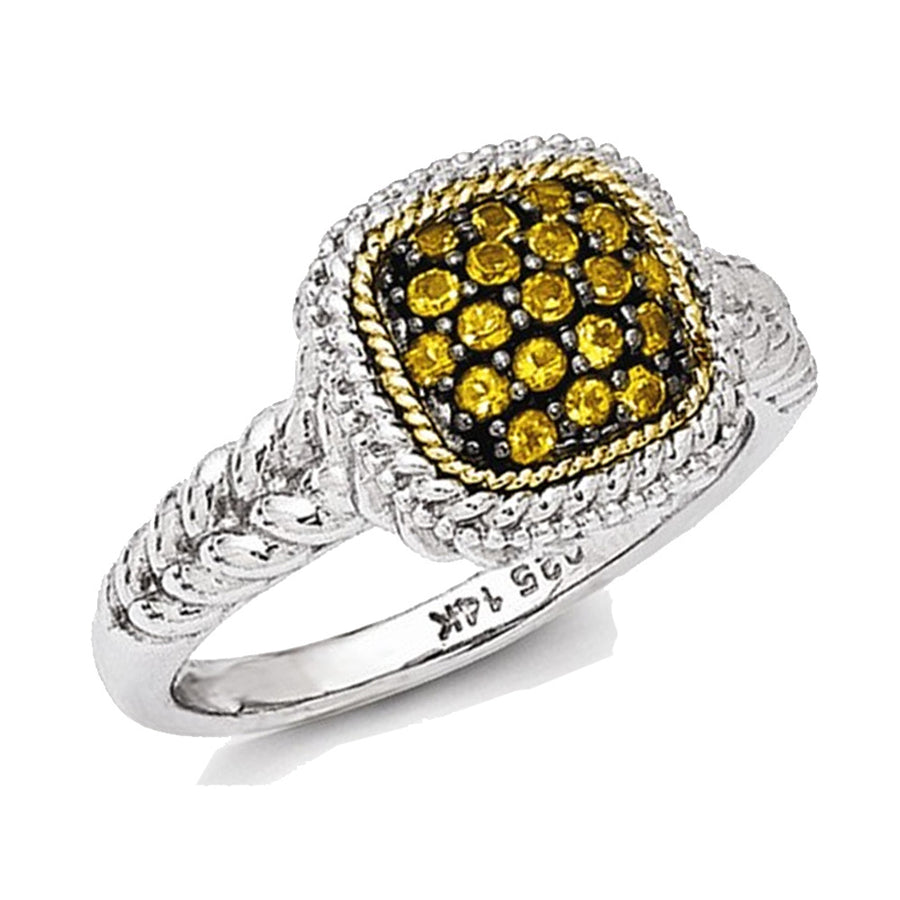 1/3 Carat (ctw) Natural Citrine Cluster Ring in Black Rhodium Sterling Silver Image 1
