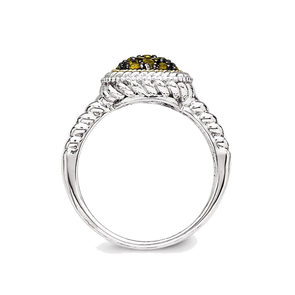 1/3 Carat (ctw) Natural Citrine Cluster Ring in Black Rhodium Sterling Silver Image 3