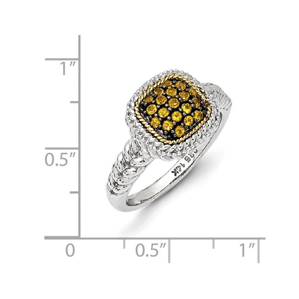 1/3 Carat (ctw) Natural Citrine Cluster Ring in Black Rhodium Sterling Silver Image 2