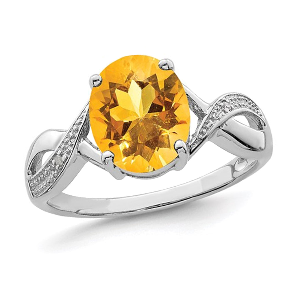 2.00 Carat (ctw) Oval Cut Citrine Ringin Sterling Silver Image 1