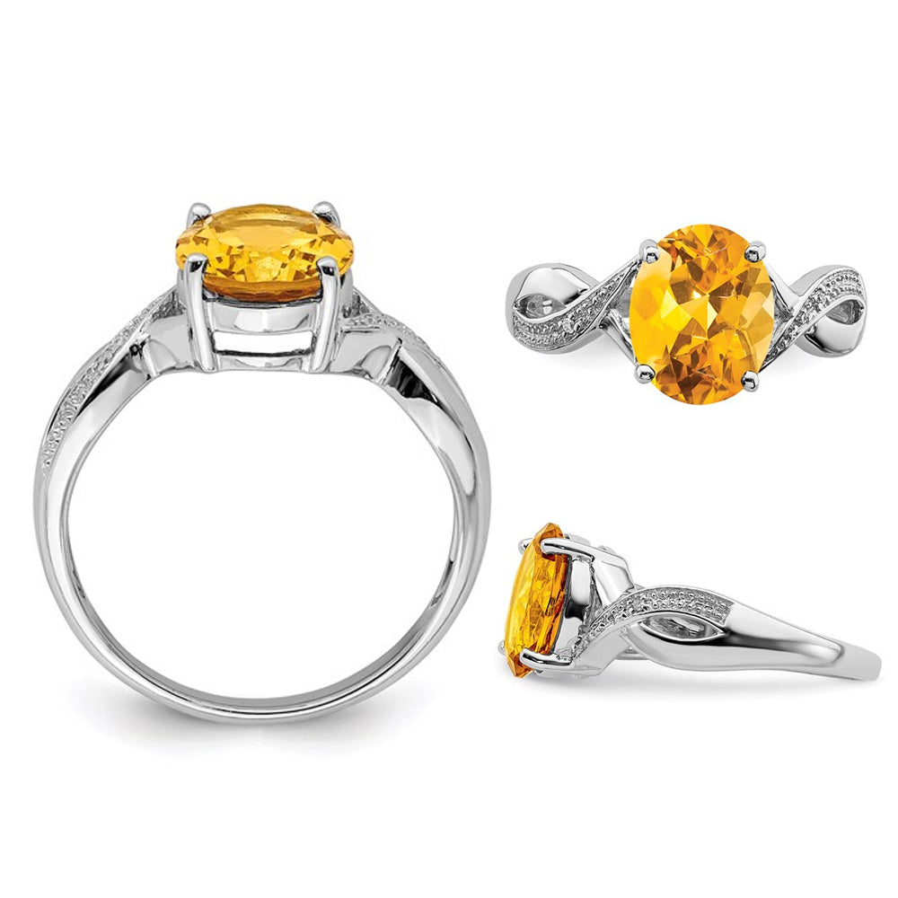 2.00 Carat (ctw) Oval Cut Citrine Ringin Sterling Silver Image 3