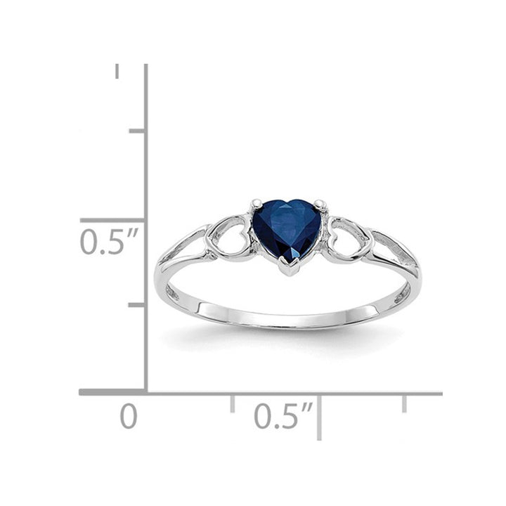 1/2 Carat (ctw) Natural Blue Sapphire Heart Promise Ring in 14K White Gold Image 2