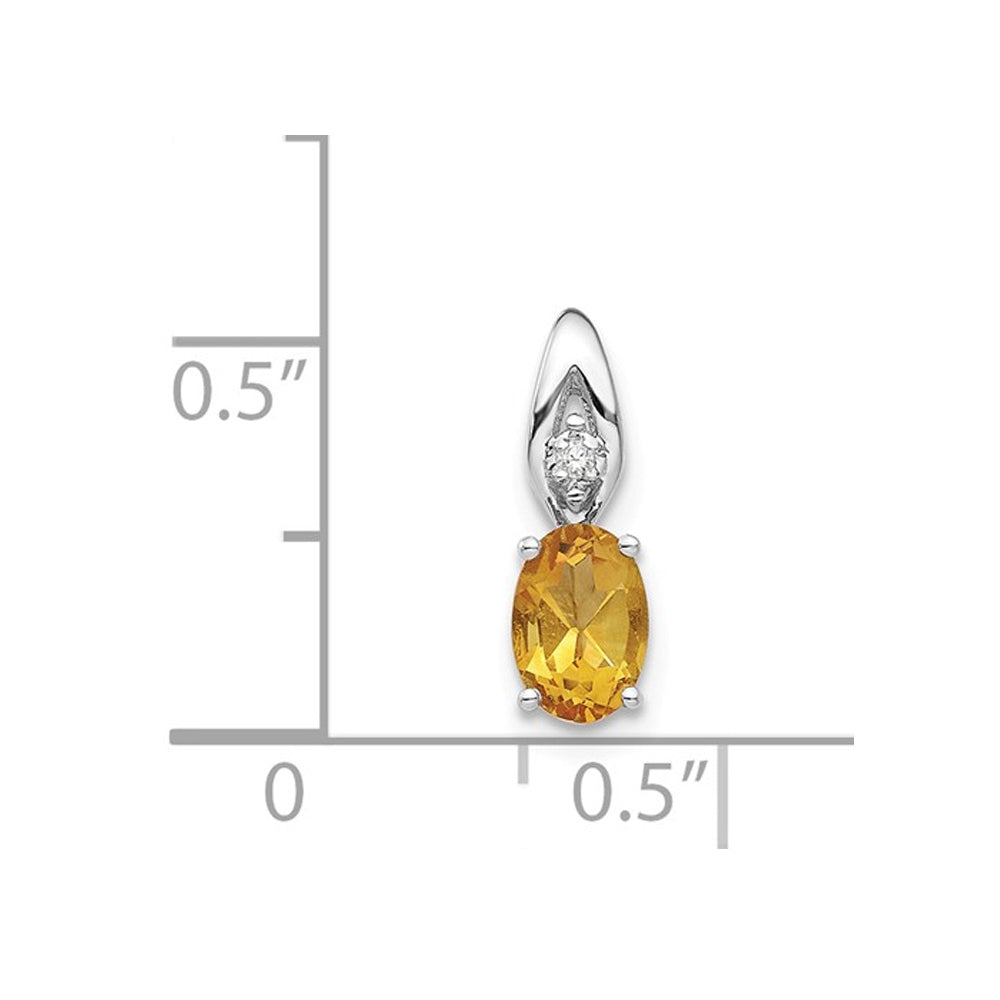 14K White Gold Solitaire Citrine Pendant Necklace 1/3 Carat (ctw) with Chain Image 2