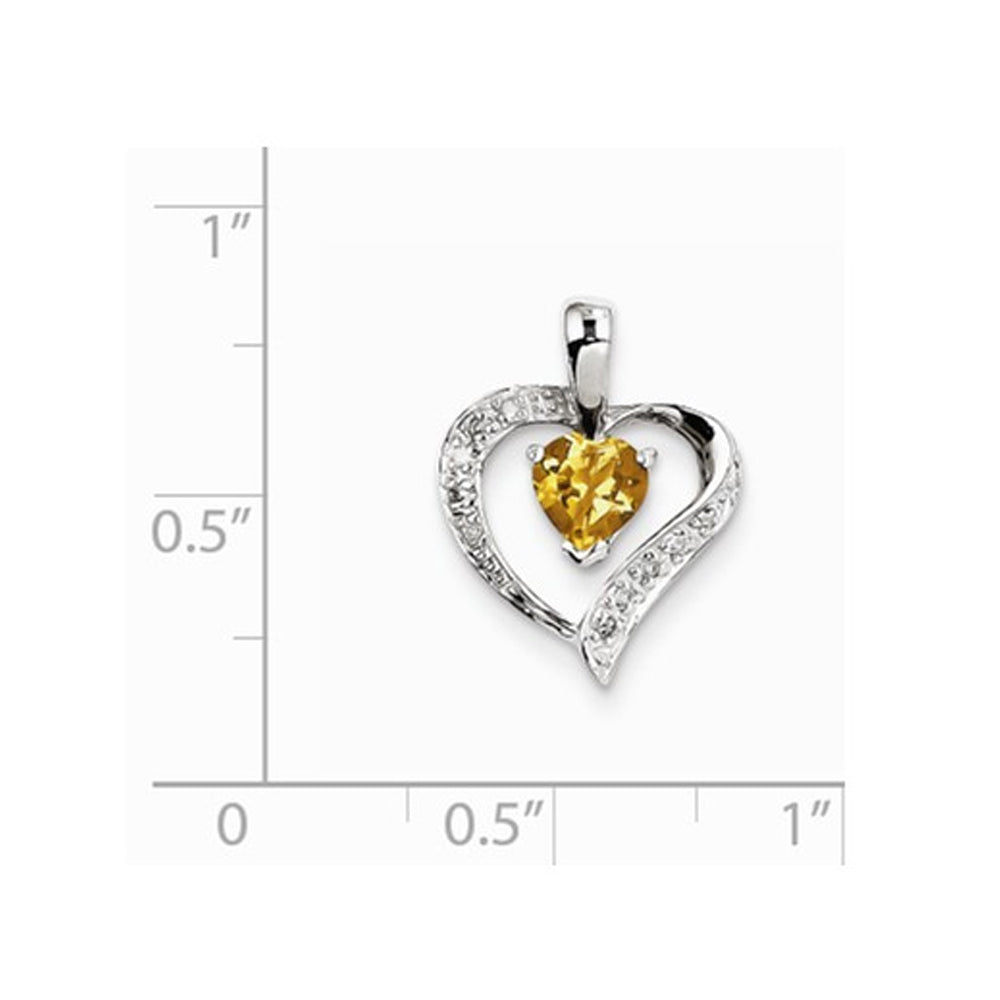 2/5 Carat (ctw) Natural Citrine Heart Pendant Necklace in Sterling Silver with Chain Image 2