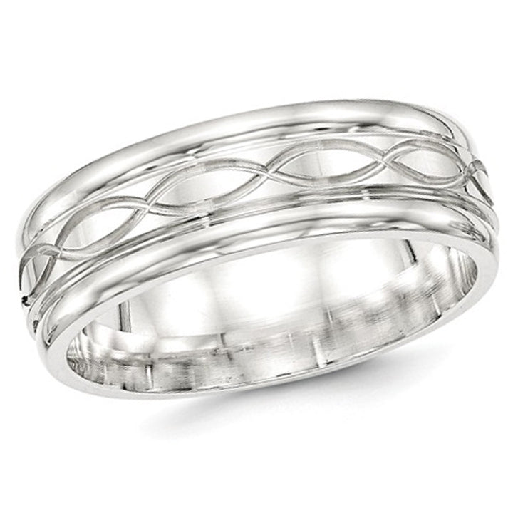 Mens Sterling Silver 7mm Polished Infinity Band Ring Image 1