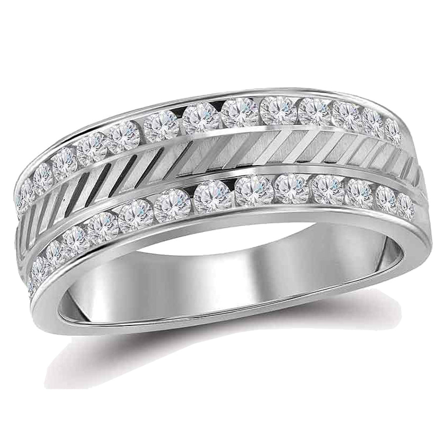 1/4 Carat (ctw G-HI1-I2) Mens Diamond Anniversary Wedding Band Ring in 14K White Gold Image 1