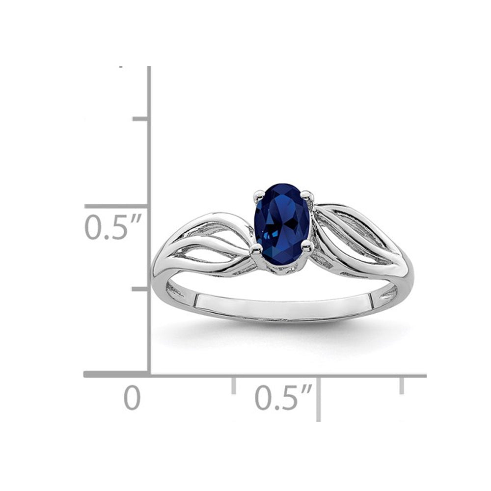 1/2 Carat (ctw) Oval Cut lab Created Sapphire Ring in Sterling Silver Image 4