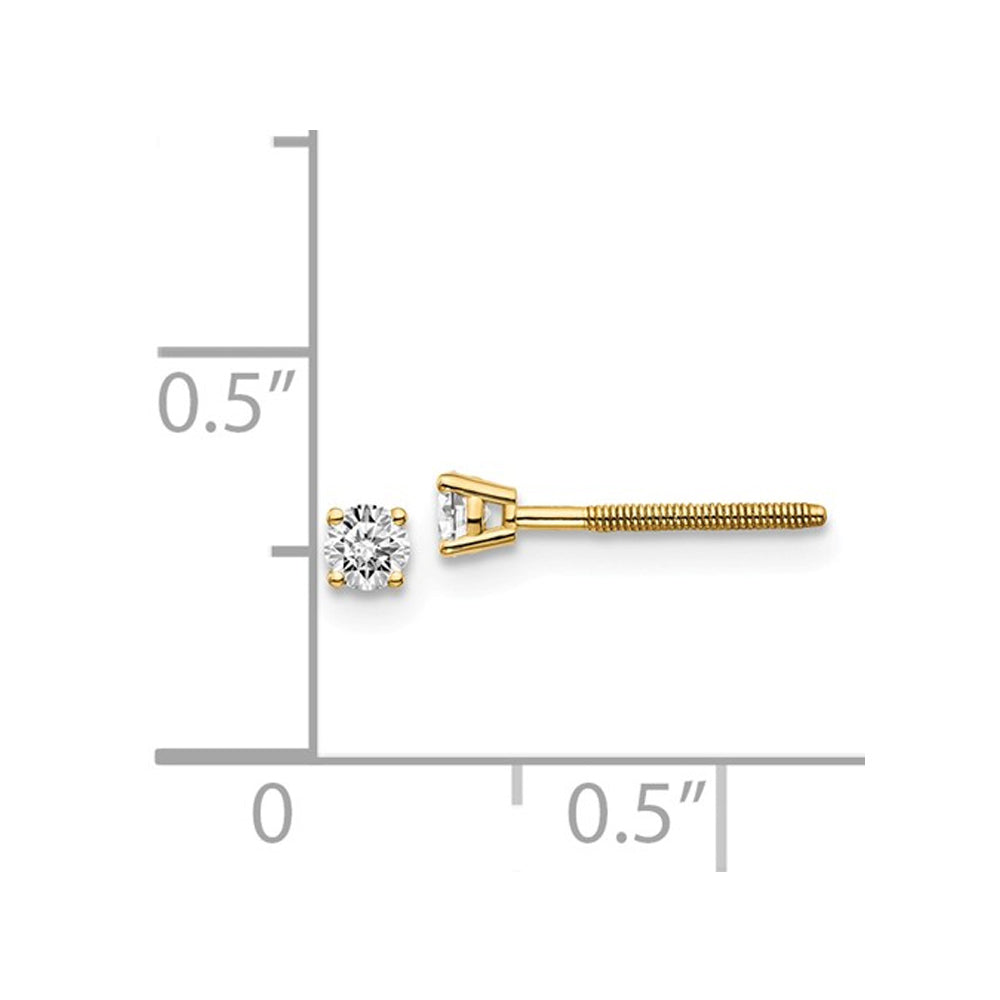 1/7 Carat (ctw SI3-I1G-H-I) Diamond Solitaire Stud Earrings in 14K Yellow Gold Image 2