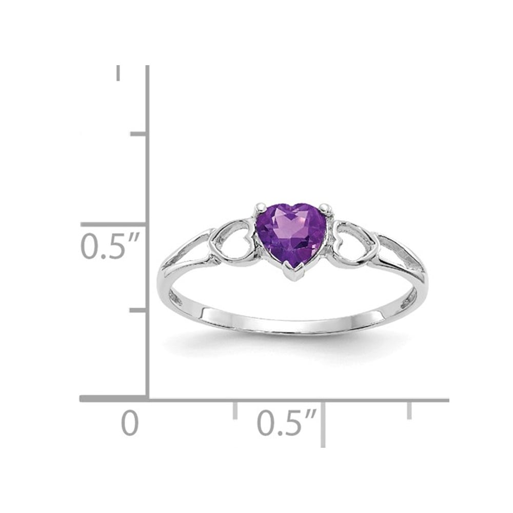 2/5 Carat (ctw) Amethyst Heart Promise Ring in 10K White Gold Image 2