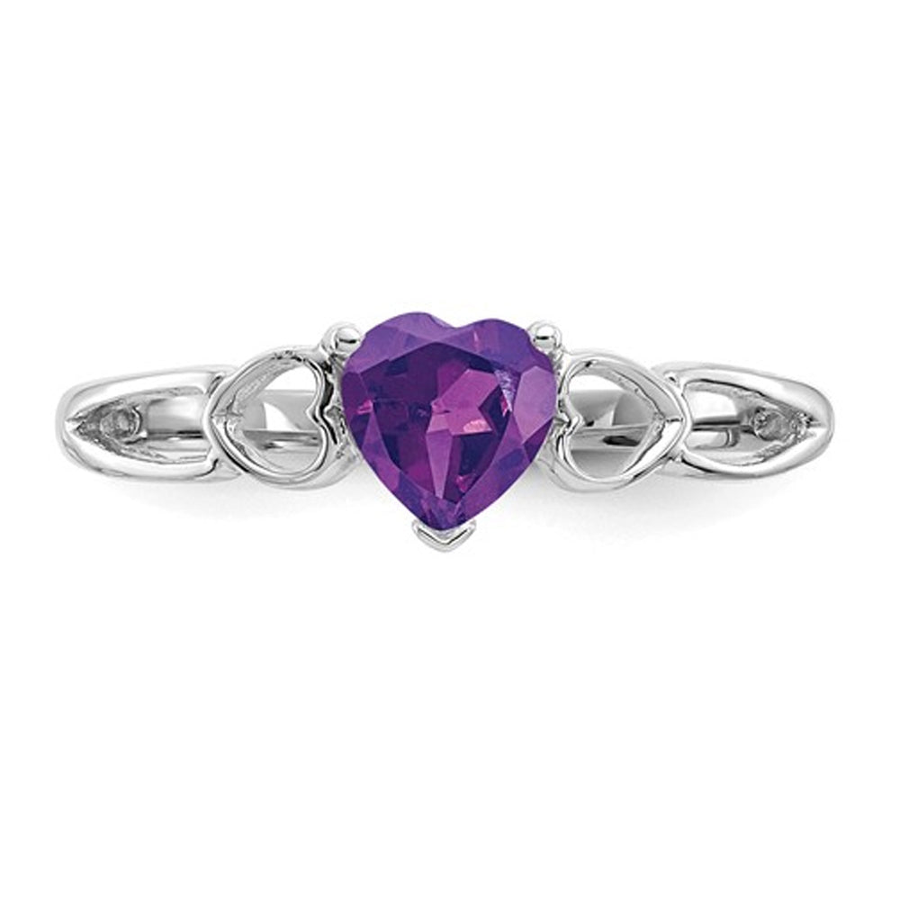 2/5 Carat (ctw) Amethyst Heart Promise Ring in 10K White Gold Image 3