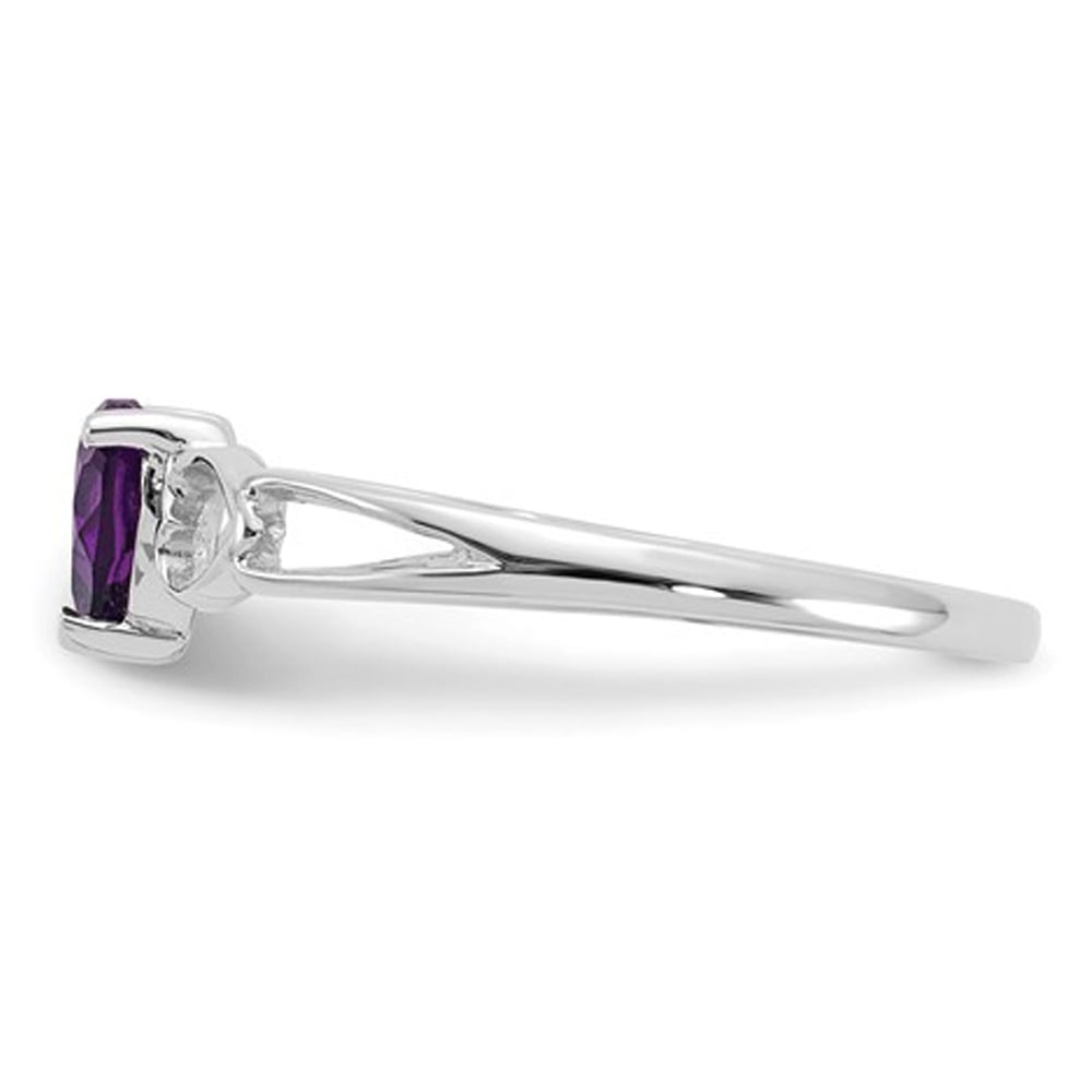 2/5 Carat (ctw) Amethyst Heart Promise Ring in 10K White Gold Image 4