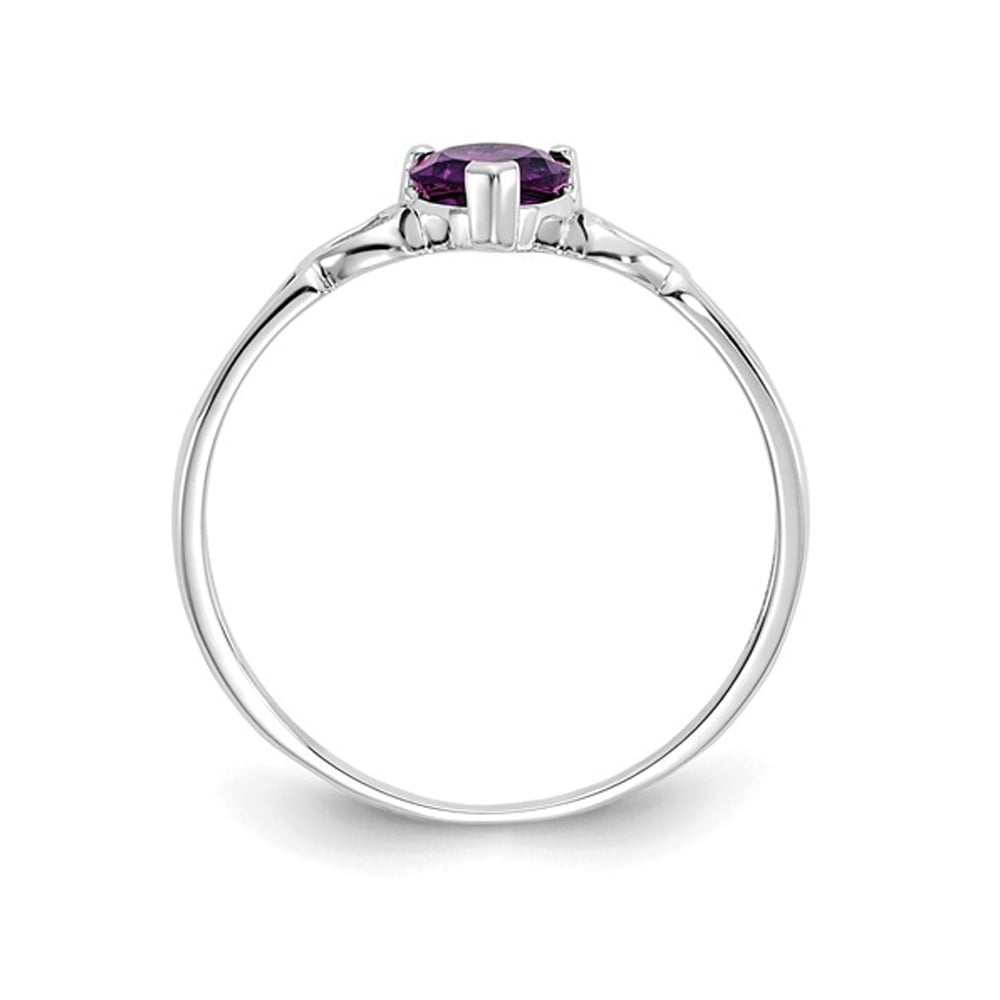 2/5 Carat (ctw) Amethyst Heart Promise Ring in 10K White Gold Image 4