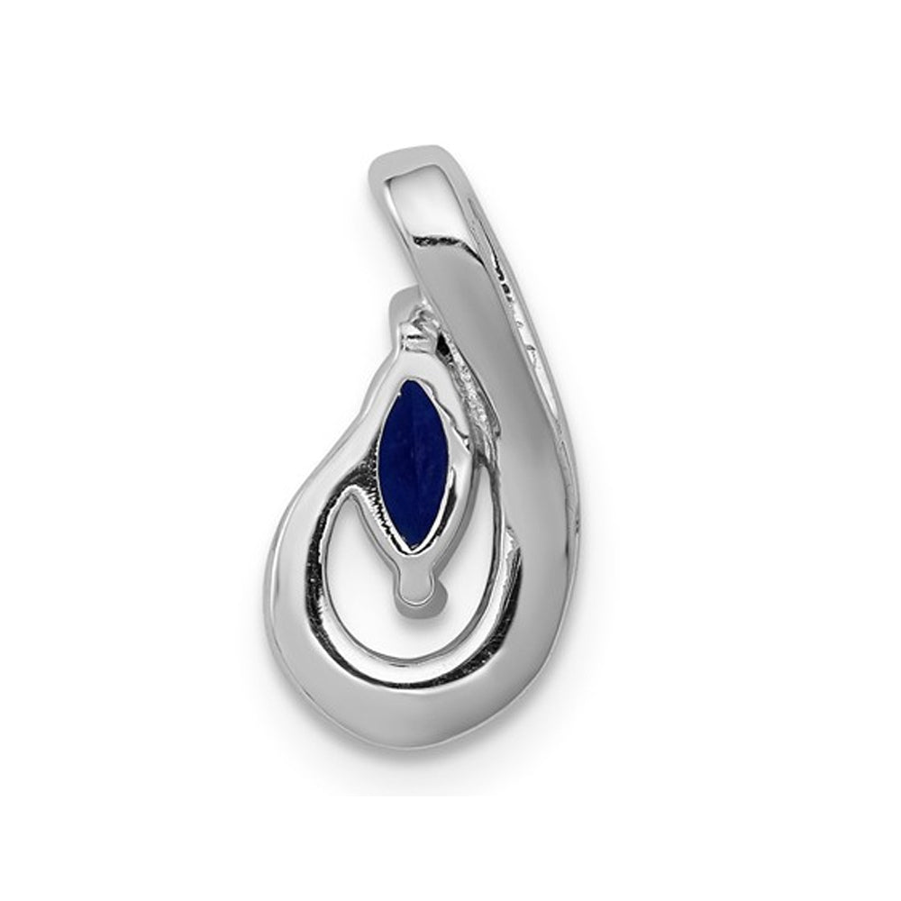 1/4 Carat (ctw) Natural Blue Sapphire Drop Pendant Necklace in 14K White Gold with Chain Image 2