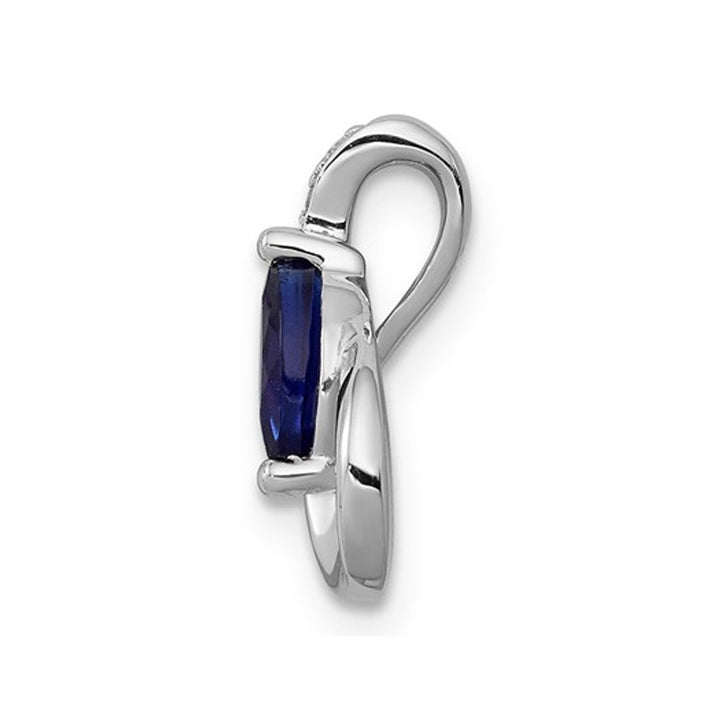 1/4 Carat (ctw) Natural Blue Sapphire Drop Pendant Necklace in 14K White Gold with Chain Image 3