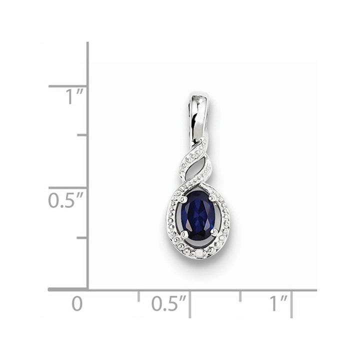 1/2 Carat (ctw) Lab Created Blue Sapphire Drop Pendant Necklace in Sterling Silver with Chain Image 2