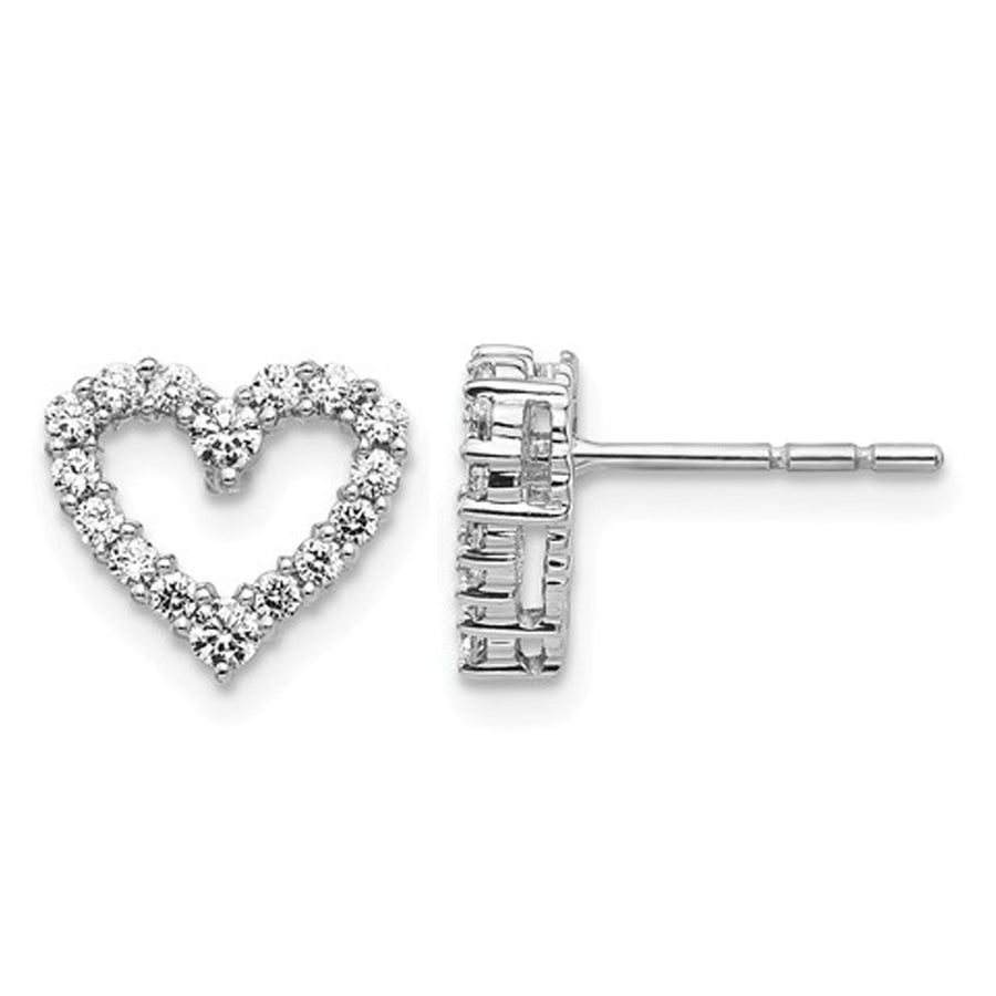 1/2 Carat (ctw H-I I2-I3) Diamond Heart Earrings in 14K White Gold Image 1