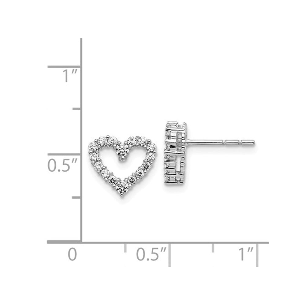 1/2 Carat (ctw H-I I2-I3) Diamond Heart Earrings in 14K White Gold Image 2