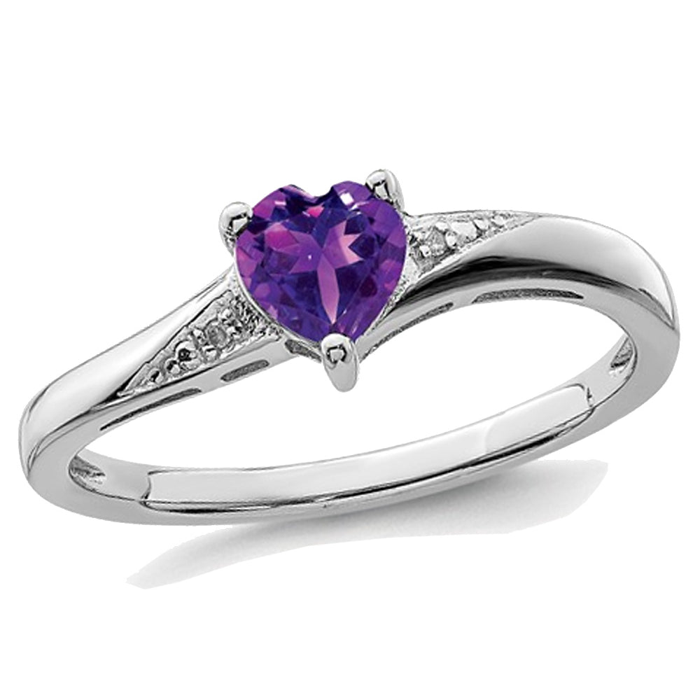 2/5 Carat (ctw) Amethyst Heart Promise Ring in Sterling Silver Image 1