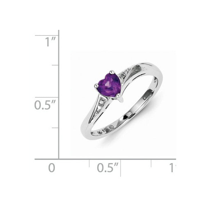 2/5 Carat (ctw) Amethyst Heart Promise Ring in Sterling Silver Image 2