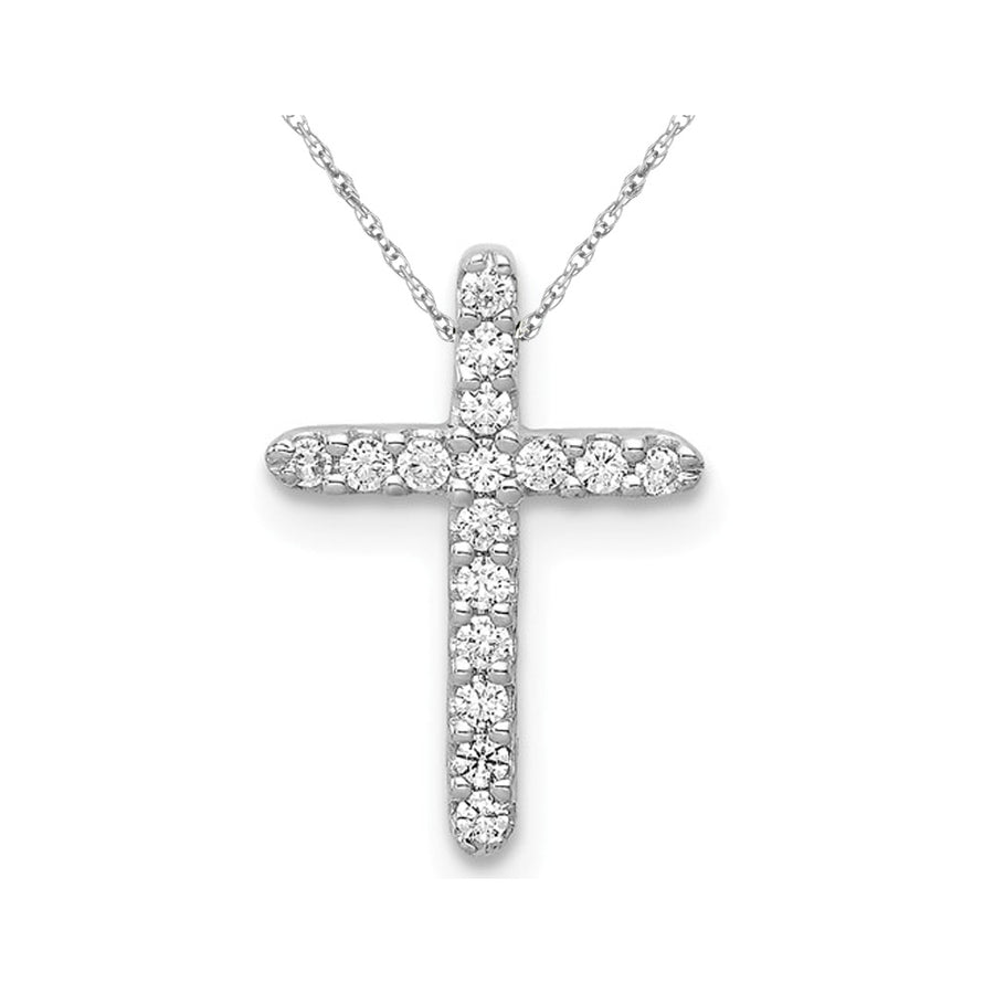 1/8 Carat (ctw) Diamond Cross Pendant Necklace in 14K White Gold with Chain Image 1