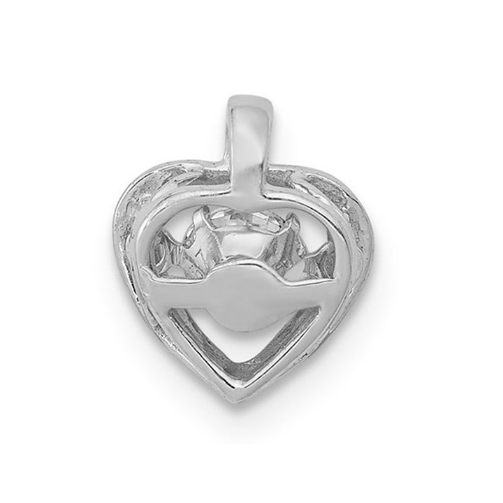 1/4 Carat (ctw) Diamond Heart Pendant Necklace in 14K White Gold with Chain Image 3