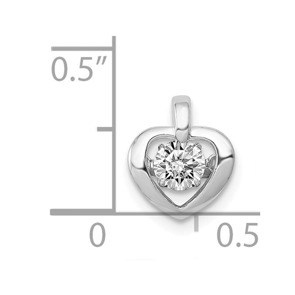 1/4 Carat (ctw) Diamond Heart Pendant Necklace in 14K White Gold with Chain Image 4