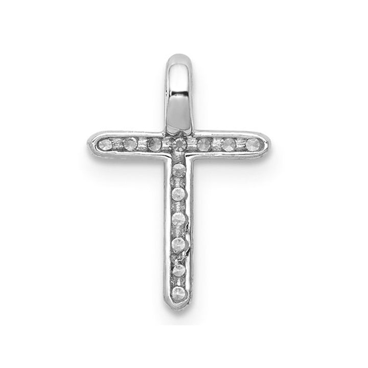 1/8 Carat (ctw) Diamond Cross Pendant Necklace in 14K White Gold with Chain Image 3