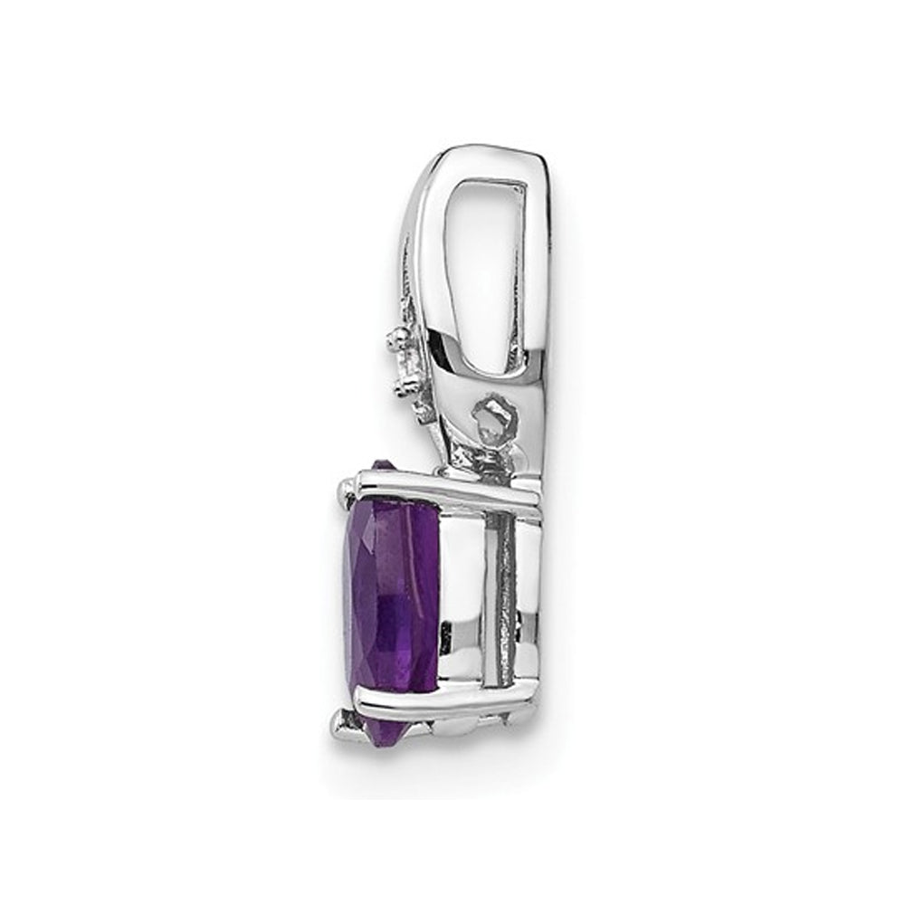 2/5 Carat (ctw) Natural Amethyst Solitaire Pendant Necklace in 14K White Gold with Chain Image 2