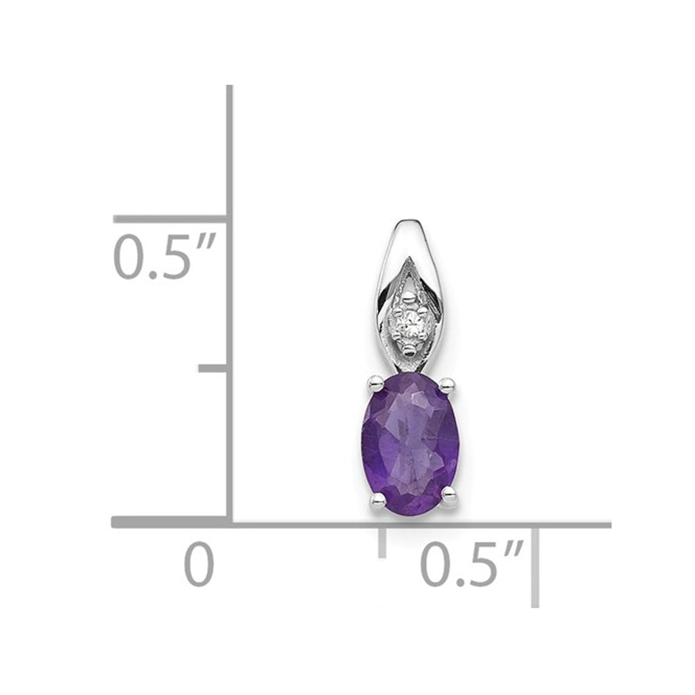 2/5 Carat (ctw) Natural Amethyst Solitaire Pendant Necklace in 14K White Gold with Chain Image 3