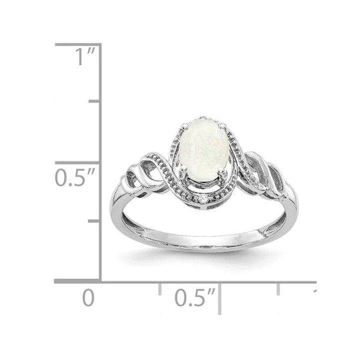 1/4 Carat (ctw) Natural Opal Ring in 10K White Gold Image 4