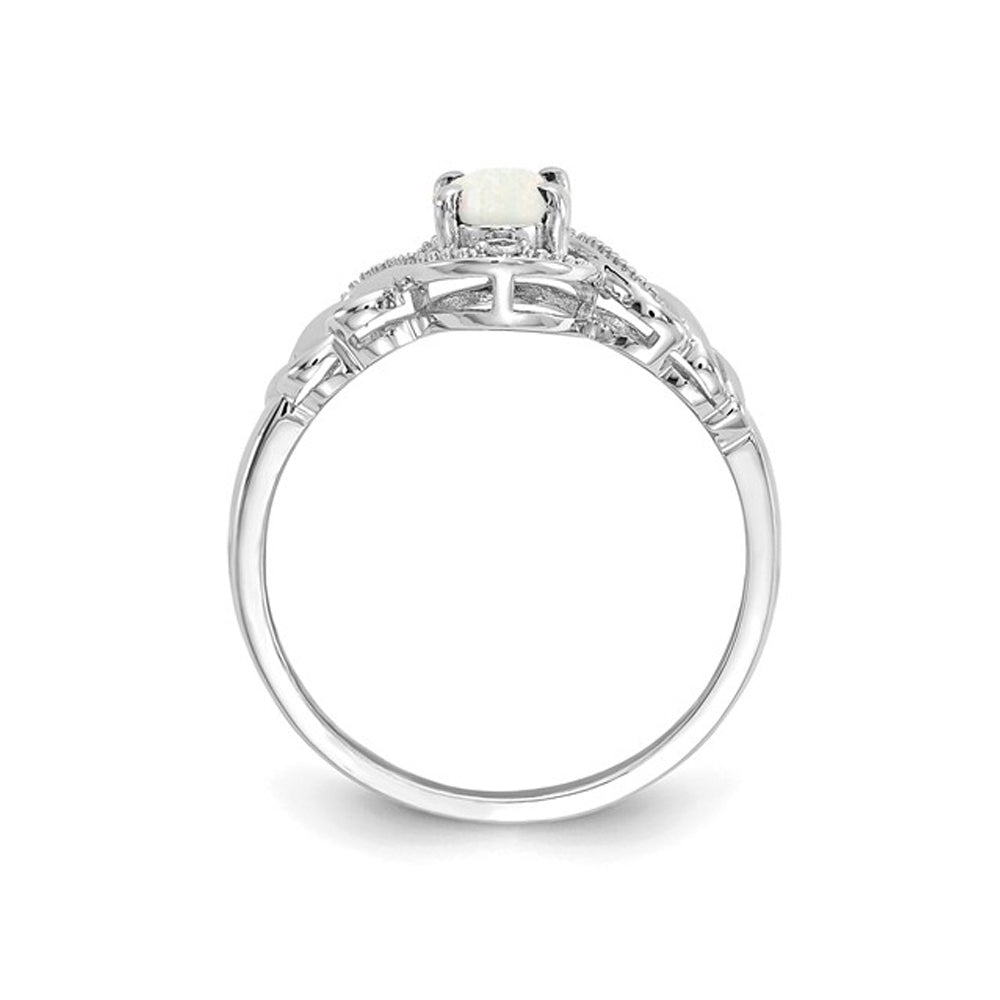 1/4 Carat (ctw) Natural Opal Ring in 10K White Gold Image 4