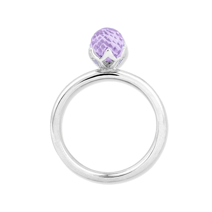 1.00 Carat (ctw) Natural Amethyst Briolette Solitaire Ring in Sterling Silver Image 3