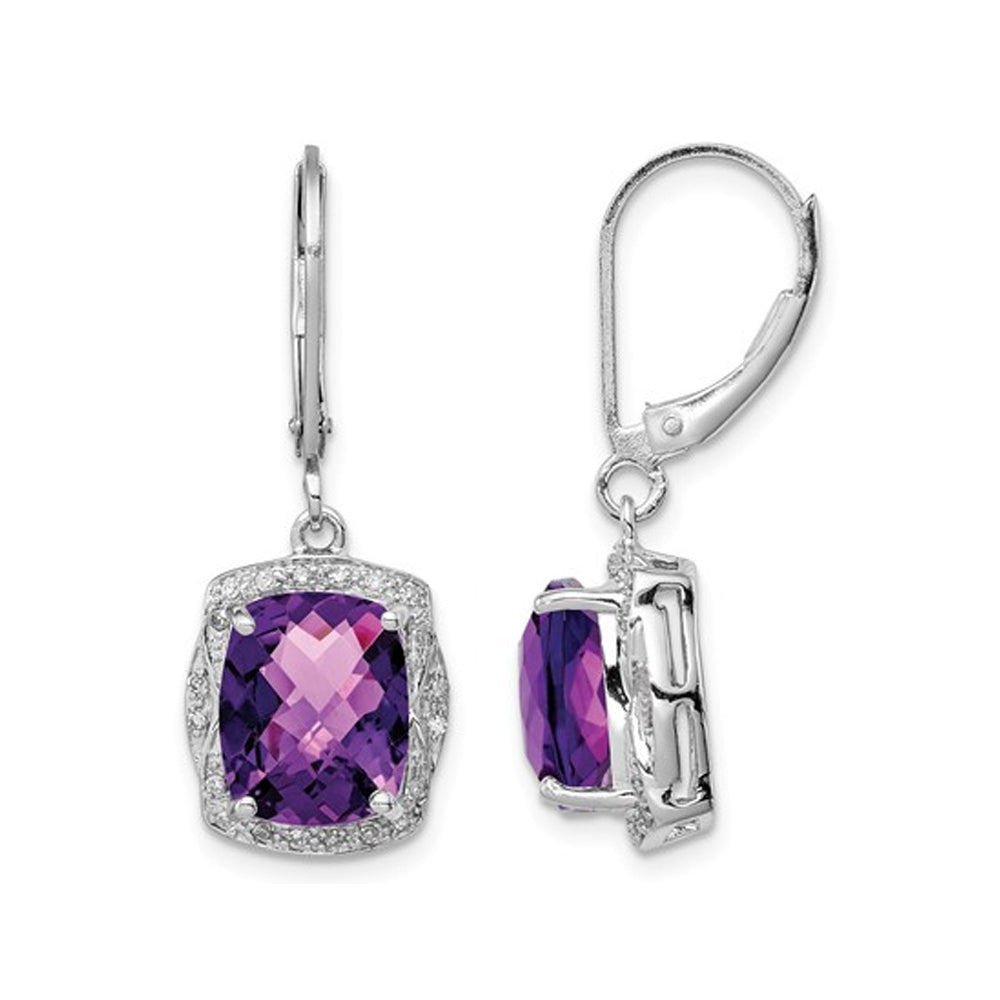 4.50 Carat (ctw) Natural Amethyst Dangle Earrings in Sterling Silver Image 1