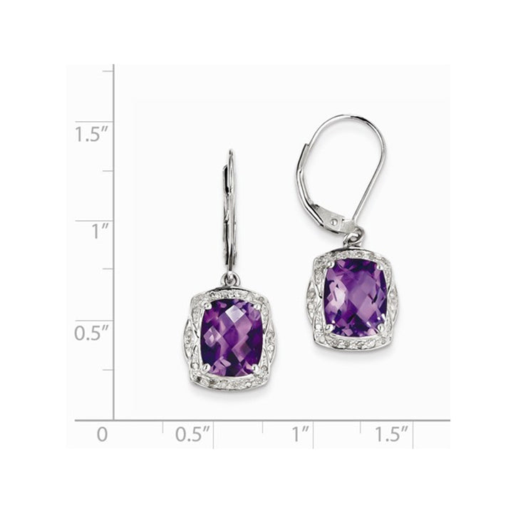 4.50 Carat (ctw) Natural Amethyst Dangle Earrings in Sterling Silver Image 2