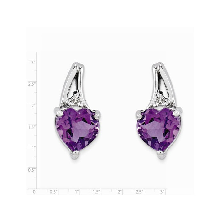 2/3 Carat (ctw) Amethyst Heart Post Earrings in Sterling Silver Image 2