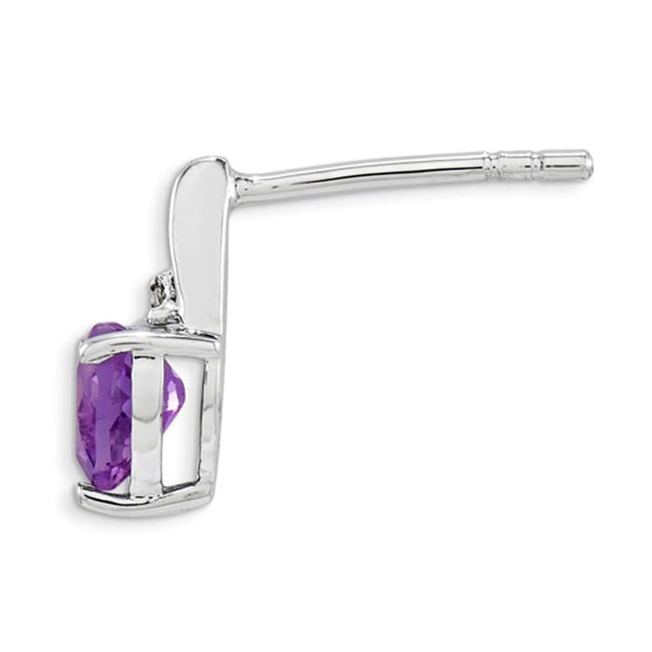 2/3 Carat (ctw) Amethyst Heart Post Earrings in Sterling Silver Image 3