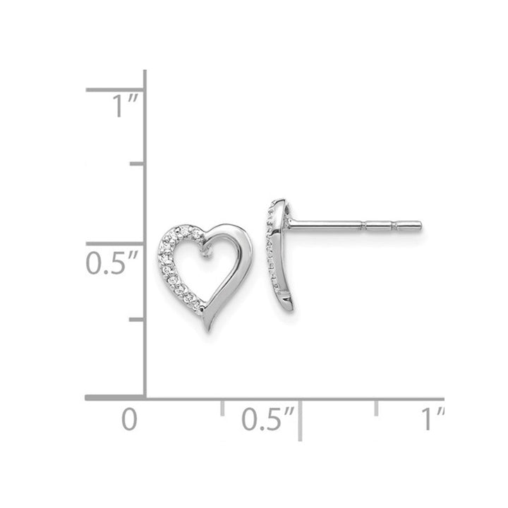 1/20 Carat (ctw) Diamond Heart Earrings in 14K White Gold Image 2