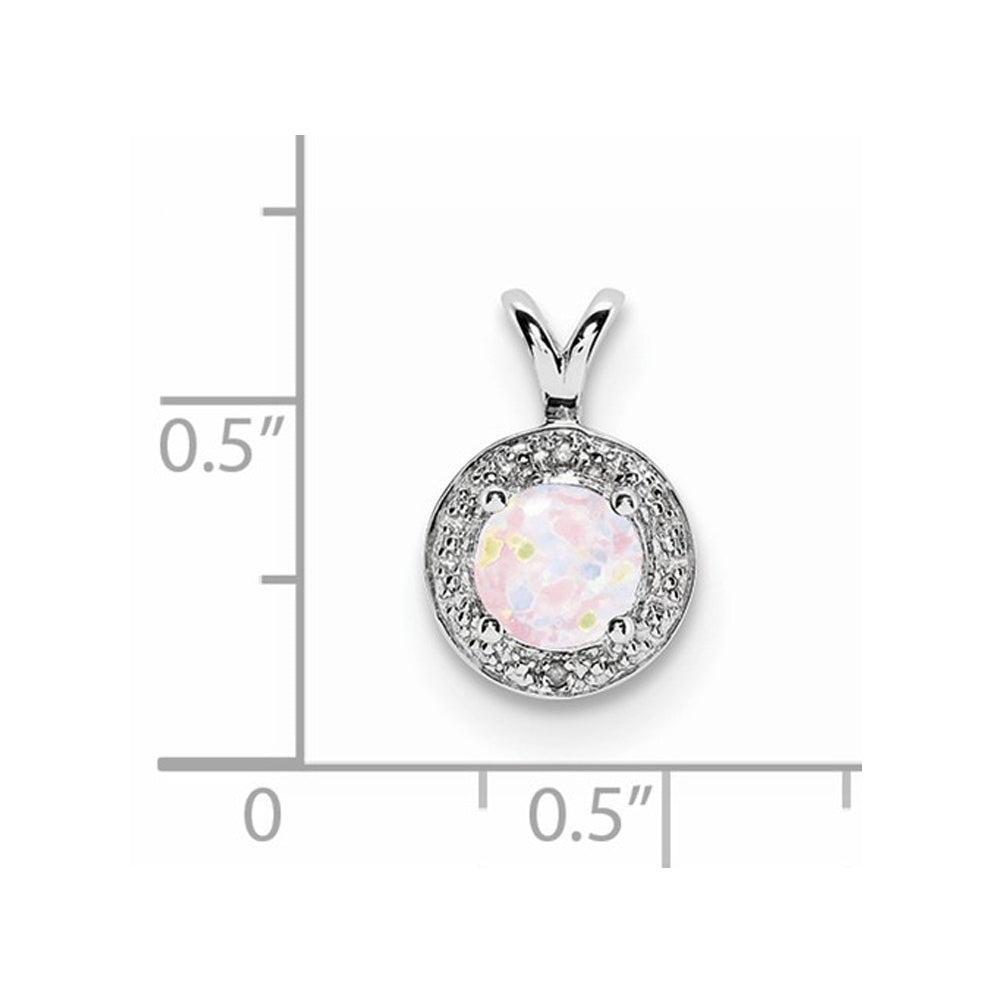 Lab Created 6mm Opal Pendant Necklace in Sterling Silver with Chain Image 2