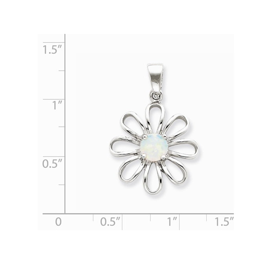 Lab Created Opal Flower Pendant Necklace in Sterling Silver with Chain Image 2