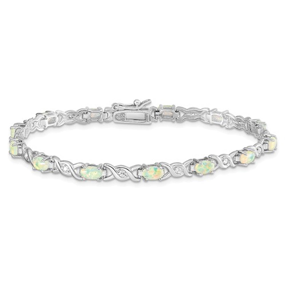 Lab Created Opal XO Bracelet in Sterling Silver (7.00 Inch) Image 1