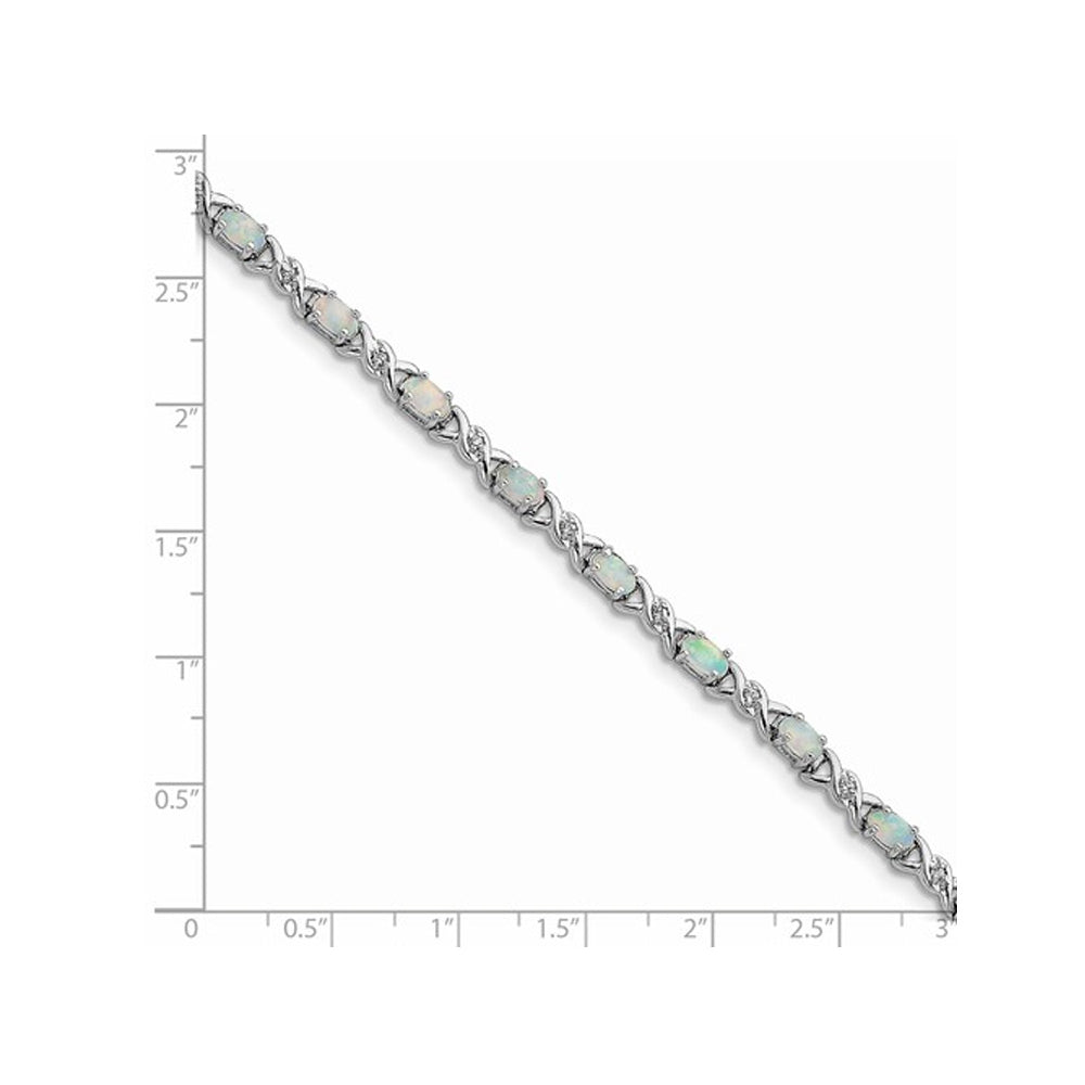 Lab Created Opal XO Bracelet in Sterling Silver (7.00 Inch) Image 2