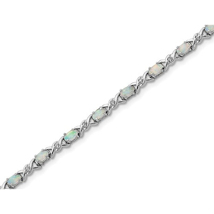 Lab Created Opal XO Bracelet in Sterling Silver (7.00 Inch) Image 3