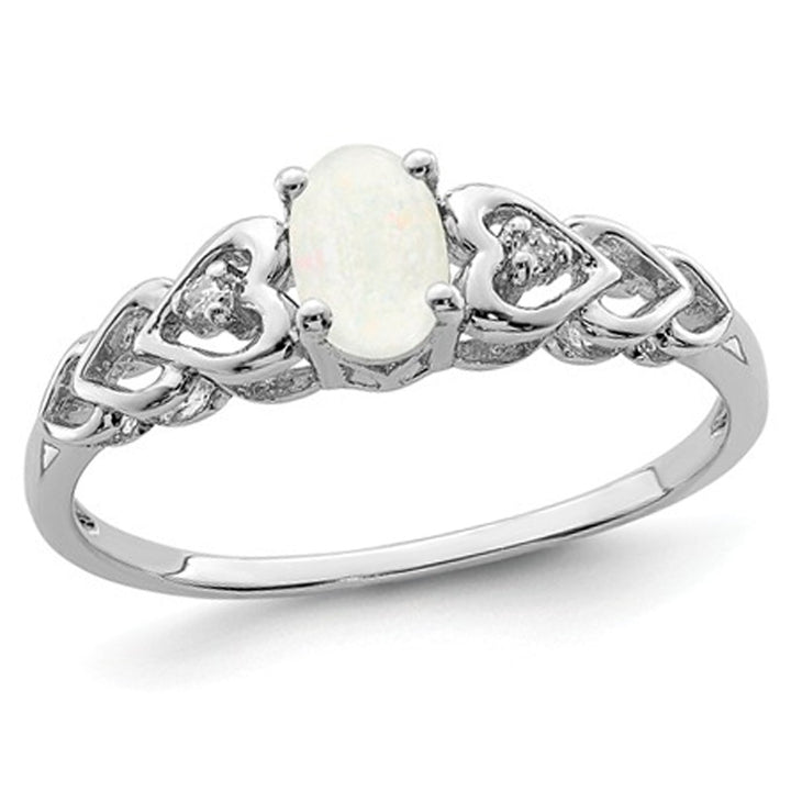 Lab-Created 1/4 Carat (ctw) Opal Sterling Silver Heart Ring Image 1