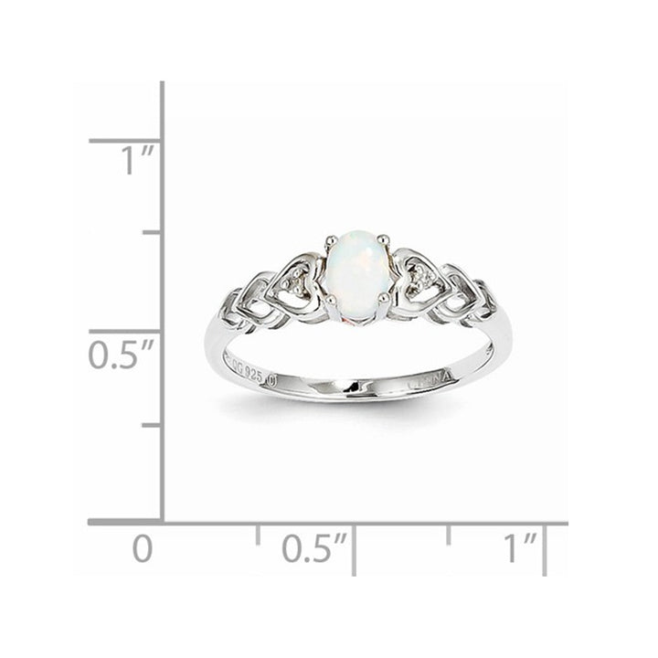 Lab-Created 1/4 Carat (ctw) Opal Sterling Silver Heart Ring Image 2