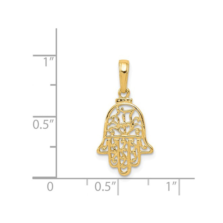 14K Yellow Gold Hamsa Pendant Necklace in with Chain Image 2